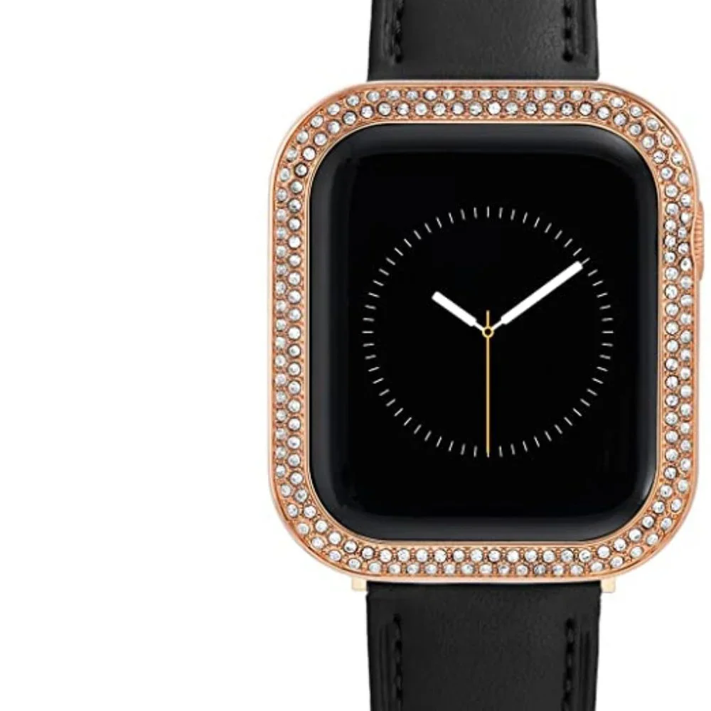 Anne Klein rose gold crystal encrusted protective case for Apple Watch- 44mm